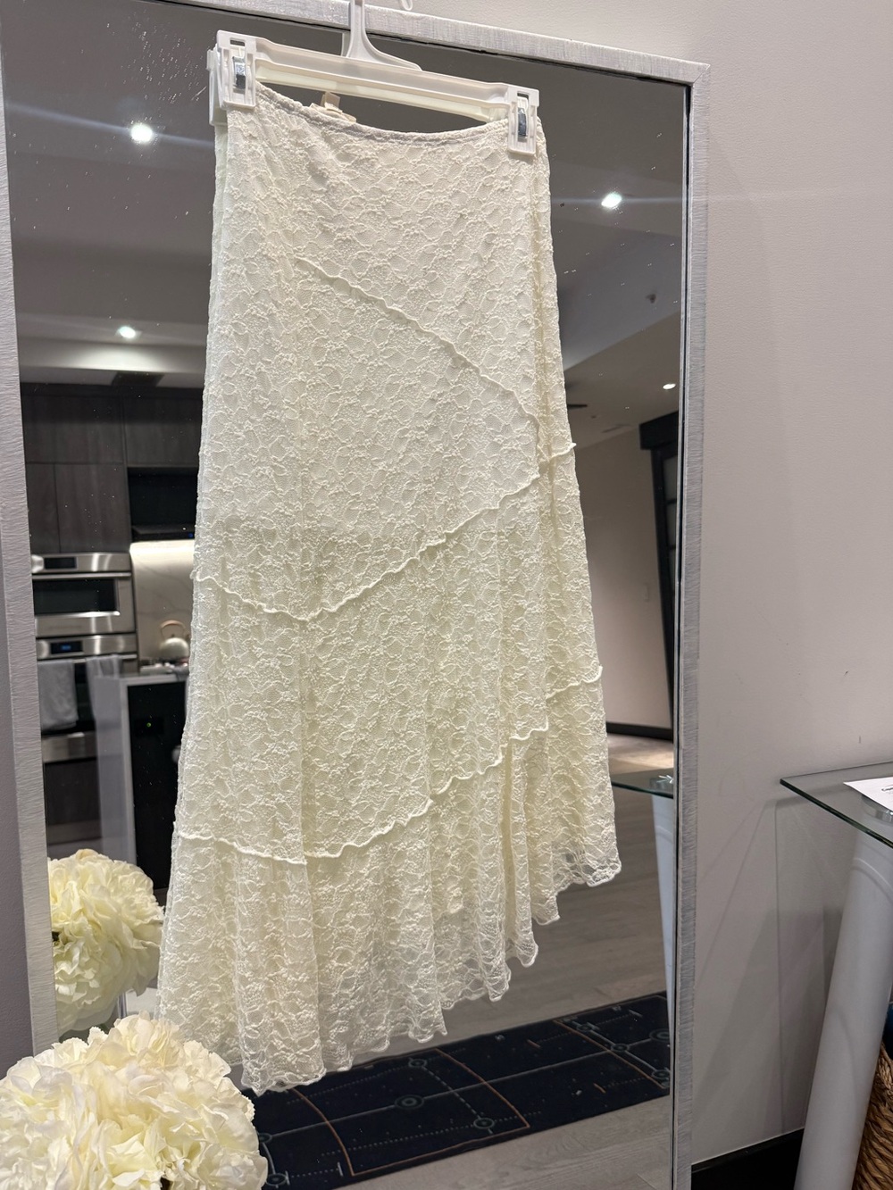 See You Monday Ivory Lace High-Low Skirt